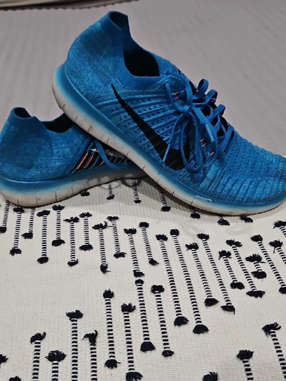 Nike Men's Flyknit Athletic Running Shoes - Blue with Black Accents